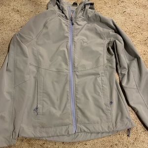 The Black Dog women’s gray light jacket size medium with hood. Worn a few times